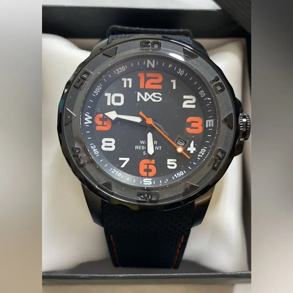 NWB NSX Watches Torstein Black Men's Sport Watch Bold Colored Luminescence